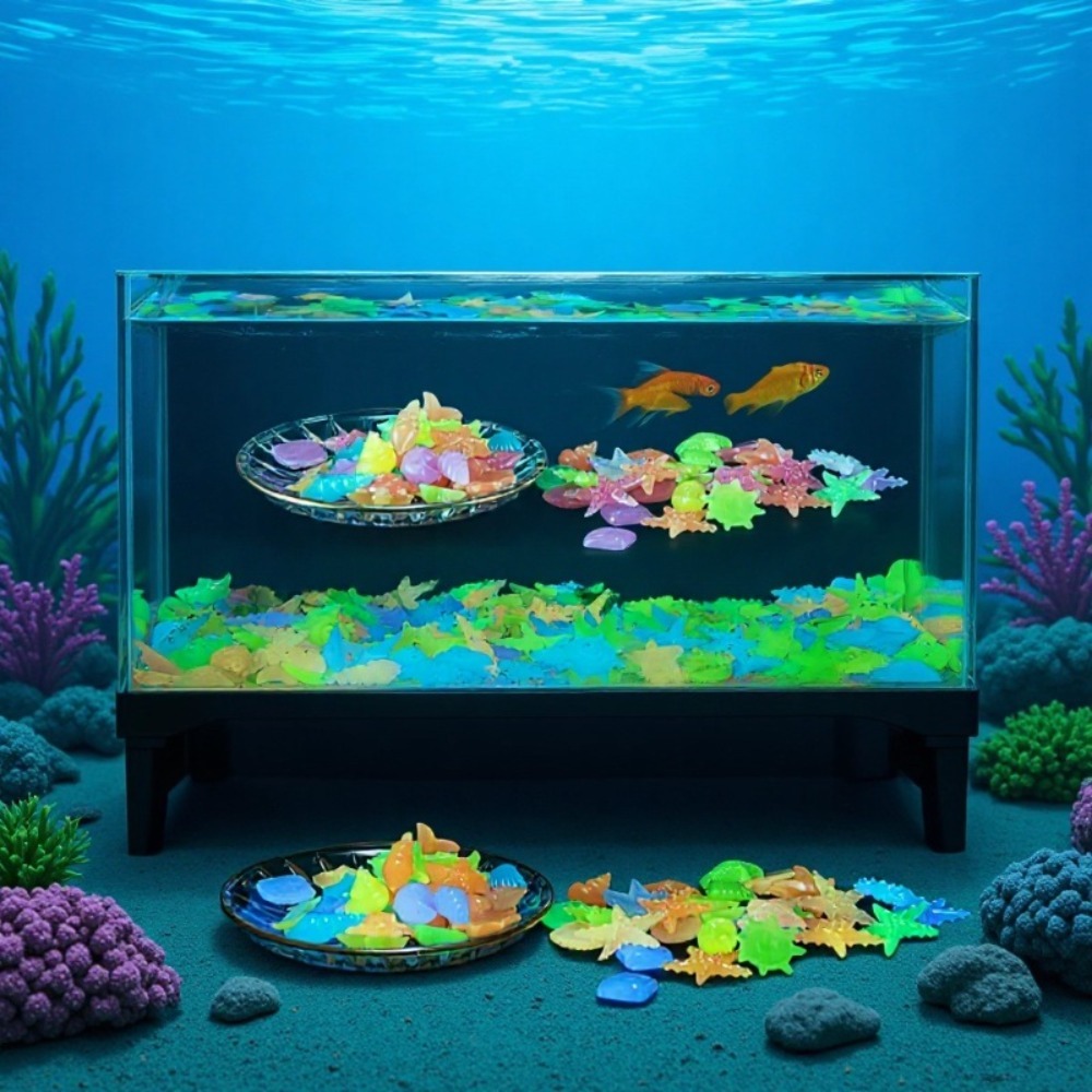 Aquarium Planted Tank - Parlayan Işıltılı Okyanus Taşları Floresan Deniz